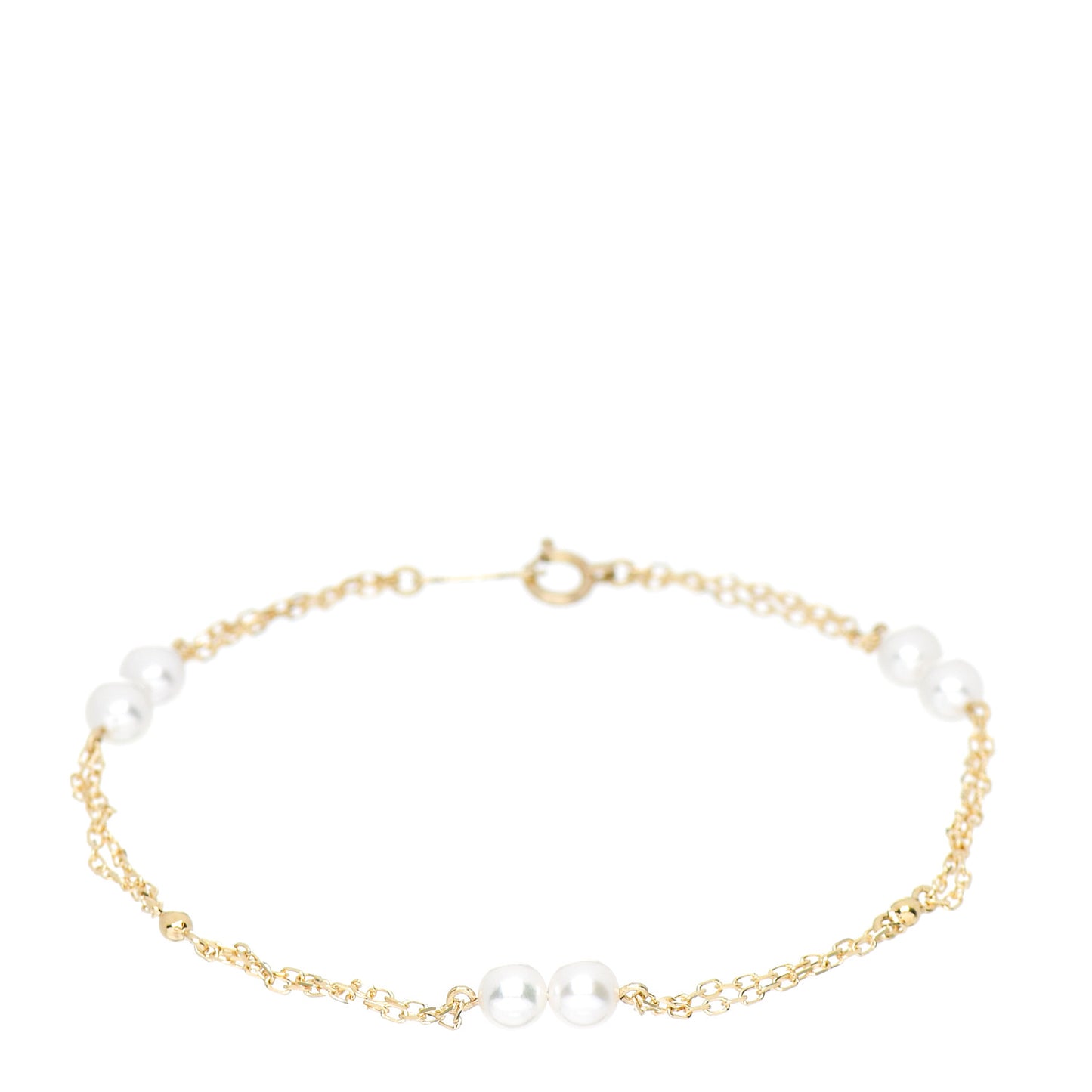 18K Yellow Gold Akoya Pearl 4-4.5mm Station Bracelet