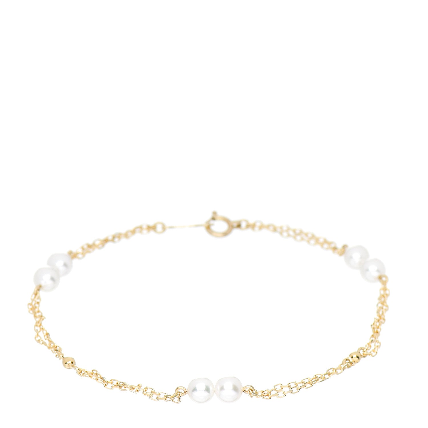 Mikimoto 18K Yellow Gold Akoya Pearl 4-4.5mm Station Bracelet 1 of 3