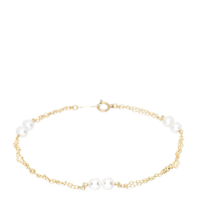 Mikimoto 18K Yellow Gold Akoya Pearl 4-4.5mm Station Bracelet 1 of 3