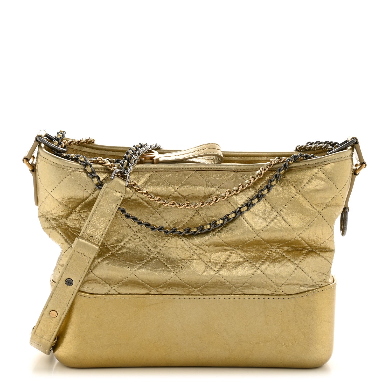 Chanel Metallic Aged Calfskin Quilted Medium Gabrielle Gold 1 of 12