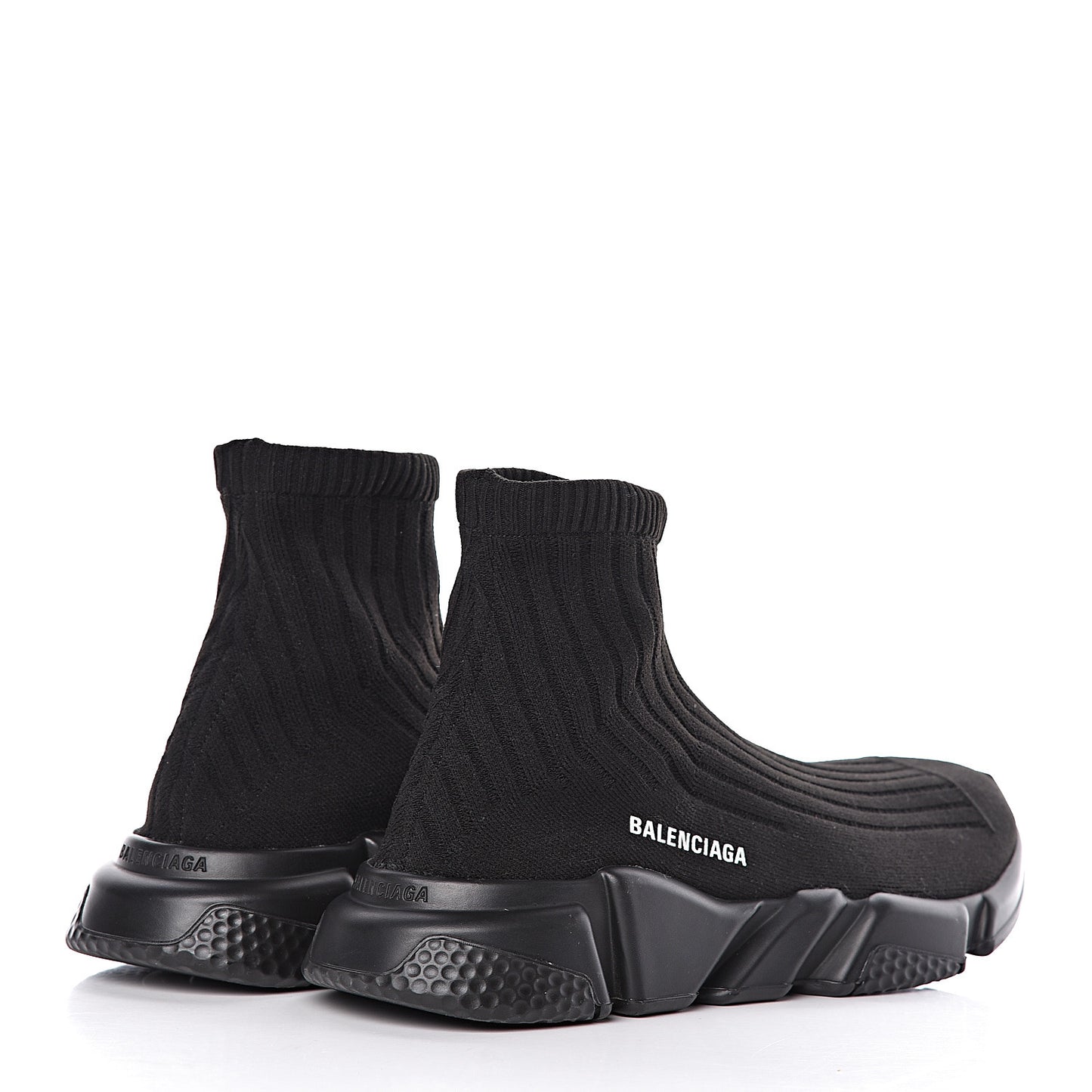 Ribbed Effect Knit Mens Speed Sneakers 42 Black