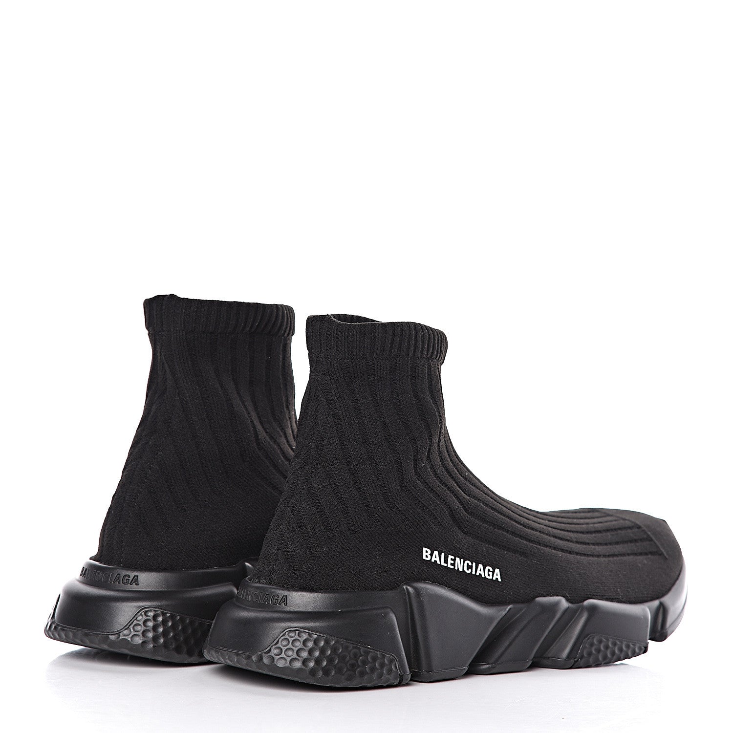 Balenciaga Ribbed Effect Knit Mens Speed Sneakers 42 Black 4 of 10