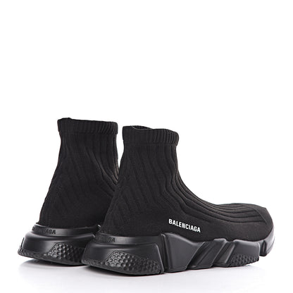 Balenciaga Ribbed Effect Knit Mens Speed Sneakers 42 Black 4 of 10