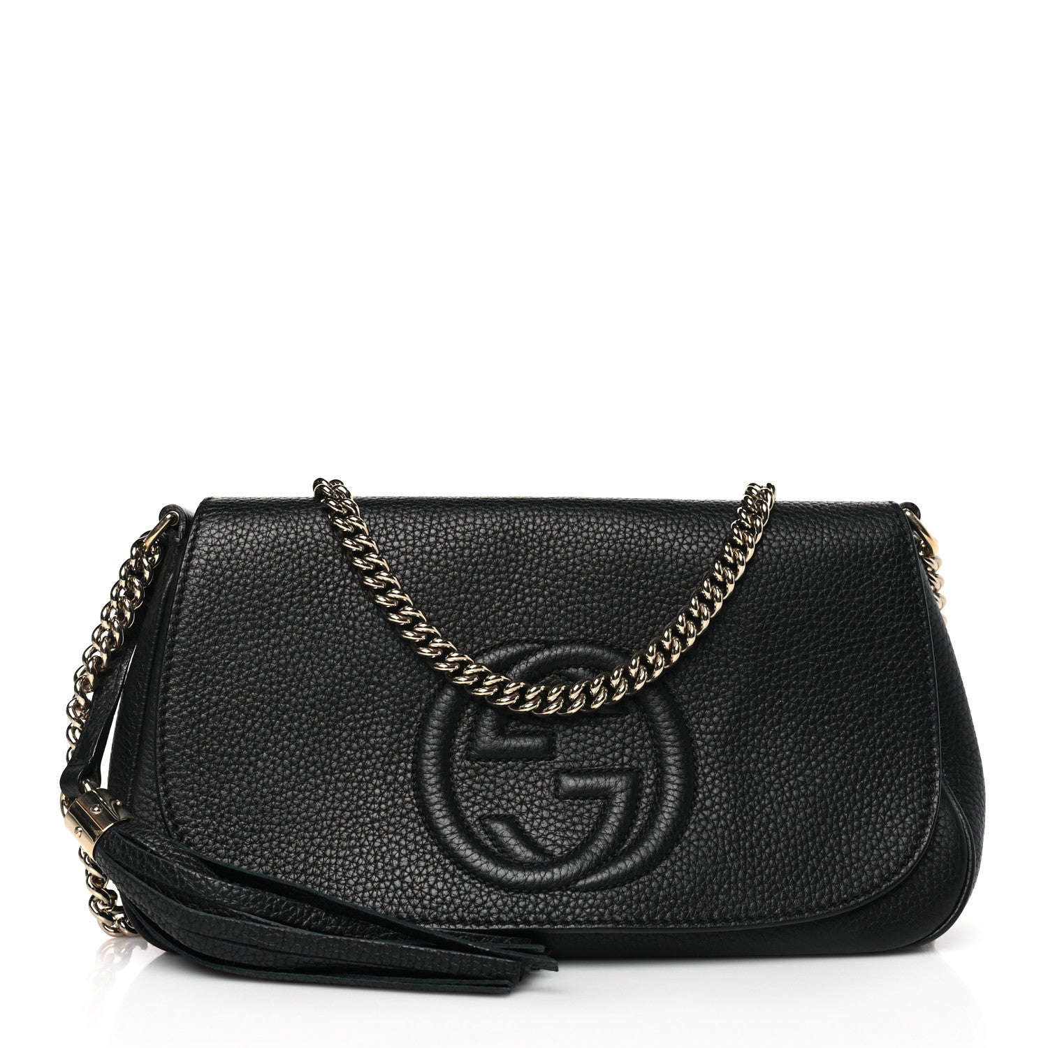 Gucci Pebbled Calfskin Medium Soho Flap Crossbody Black 1 of 9