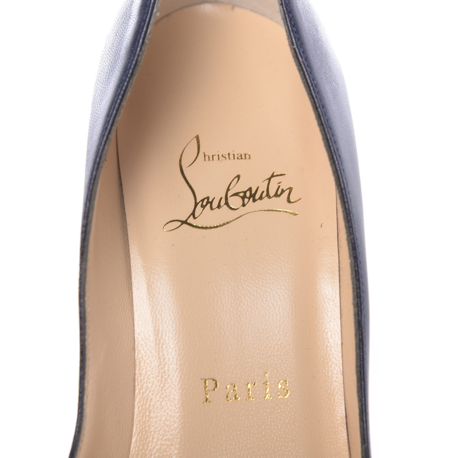 Christian Louboutin Kid Apostrophy 85 Pumps 35 Navy 6 of 7