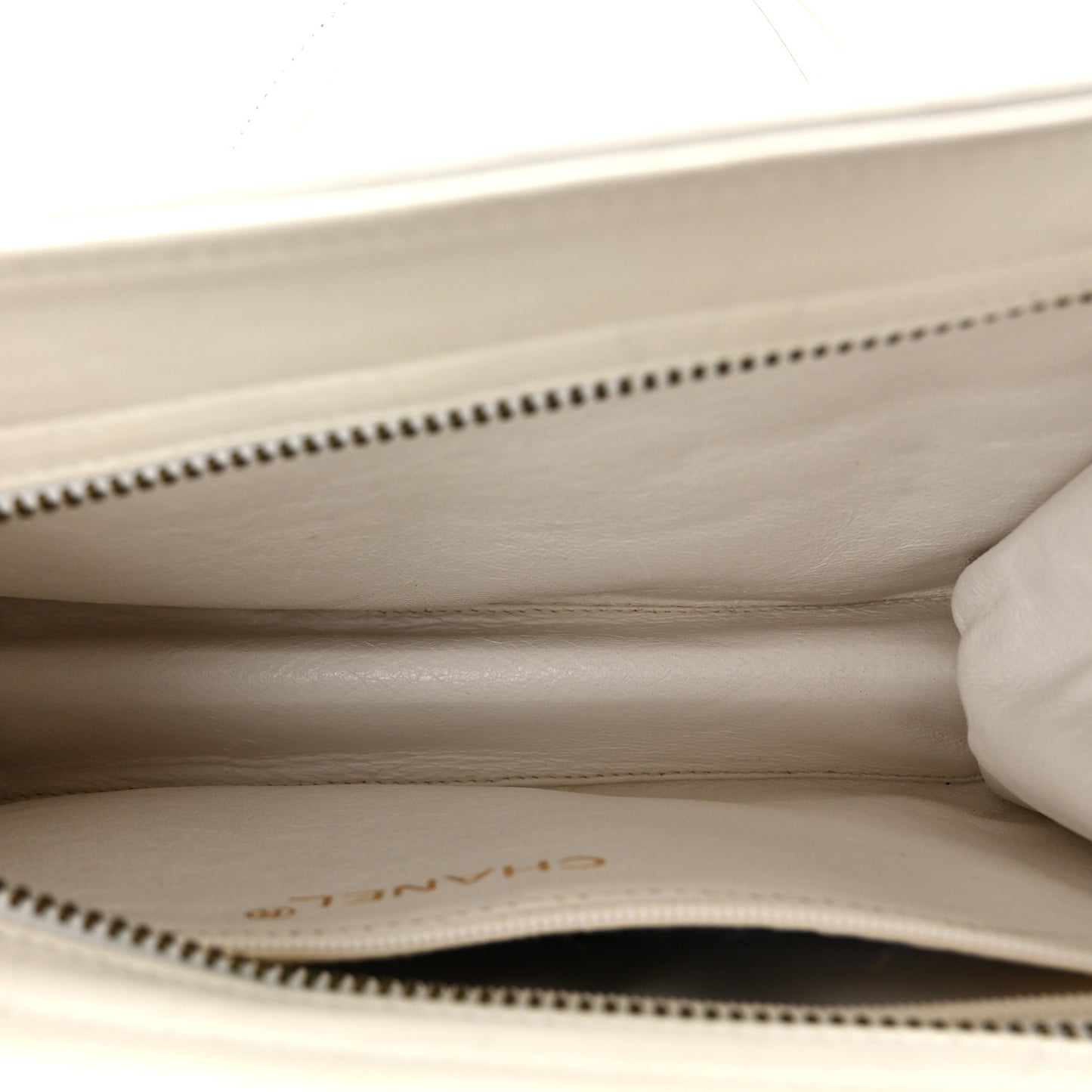 Lambskin Chevron Quilted CC Shoulder Bag White