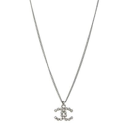 Chanel Crystal CC Pendant Necklace Silver 1 of 6