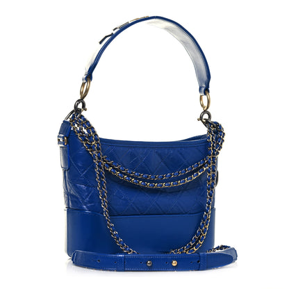 Chanel Aged Smooth Calfskin Quilted Medium Gabrielle Logo Hobo Blue 3 of 13