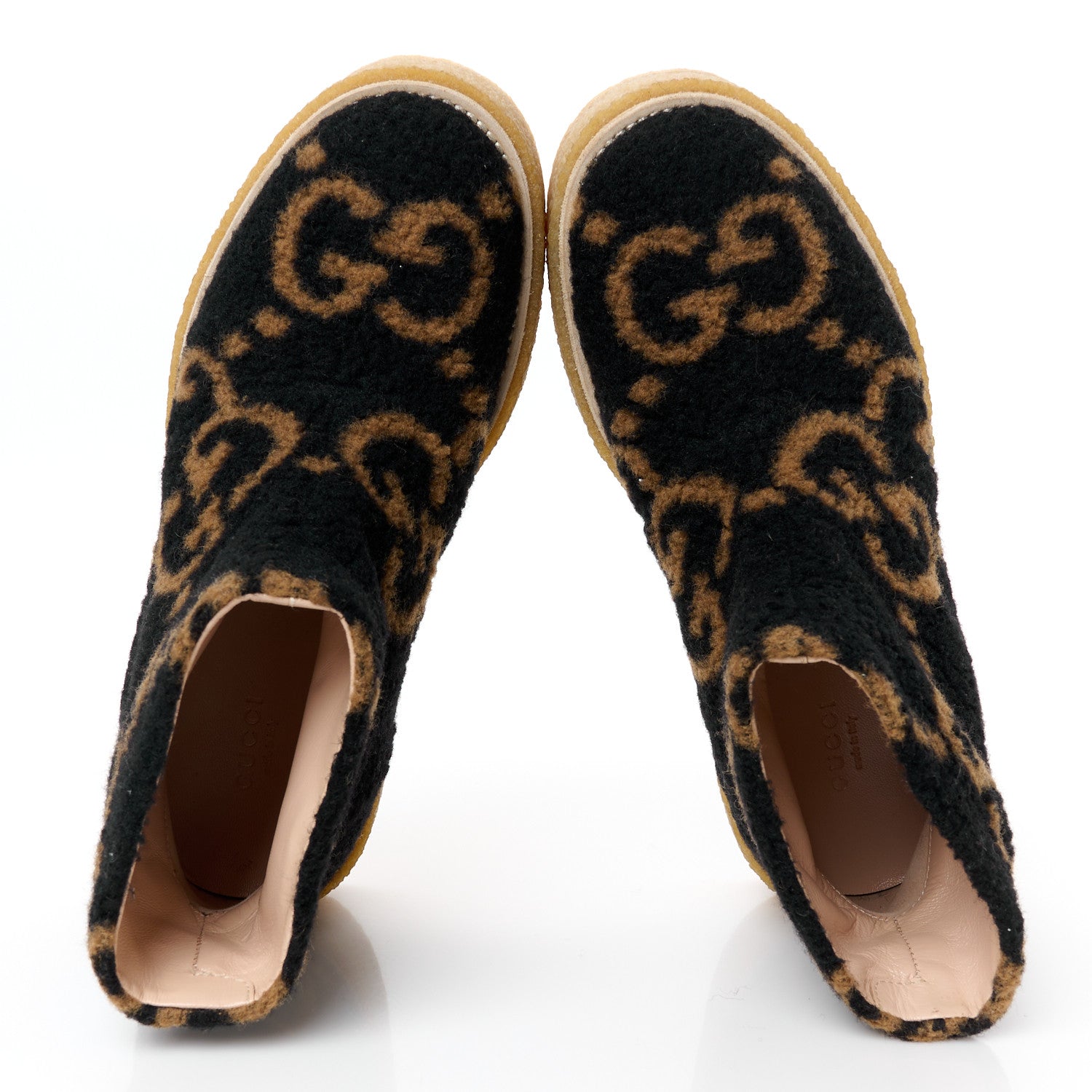 Gucci Faux Shearling Hooper GG Womens Ankle Boots 38.5 Black