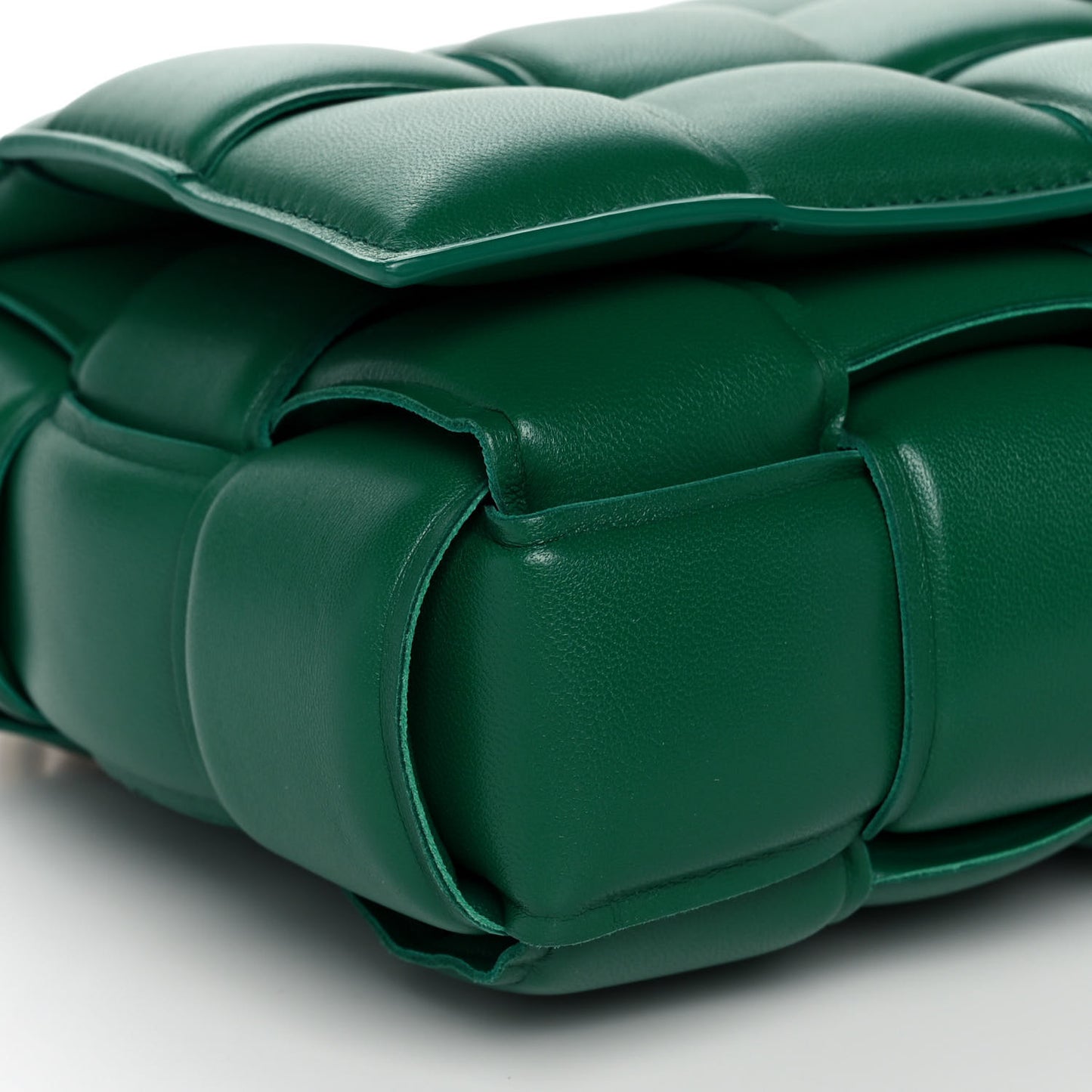 Lambskin Maxi Intreccio Padded Chain Cassette Crossbody Bag Racing Green
