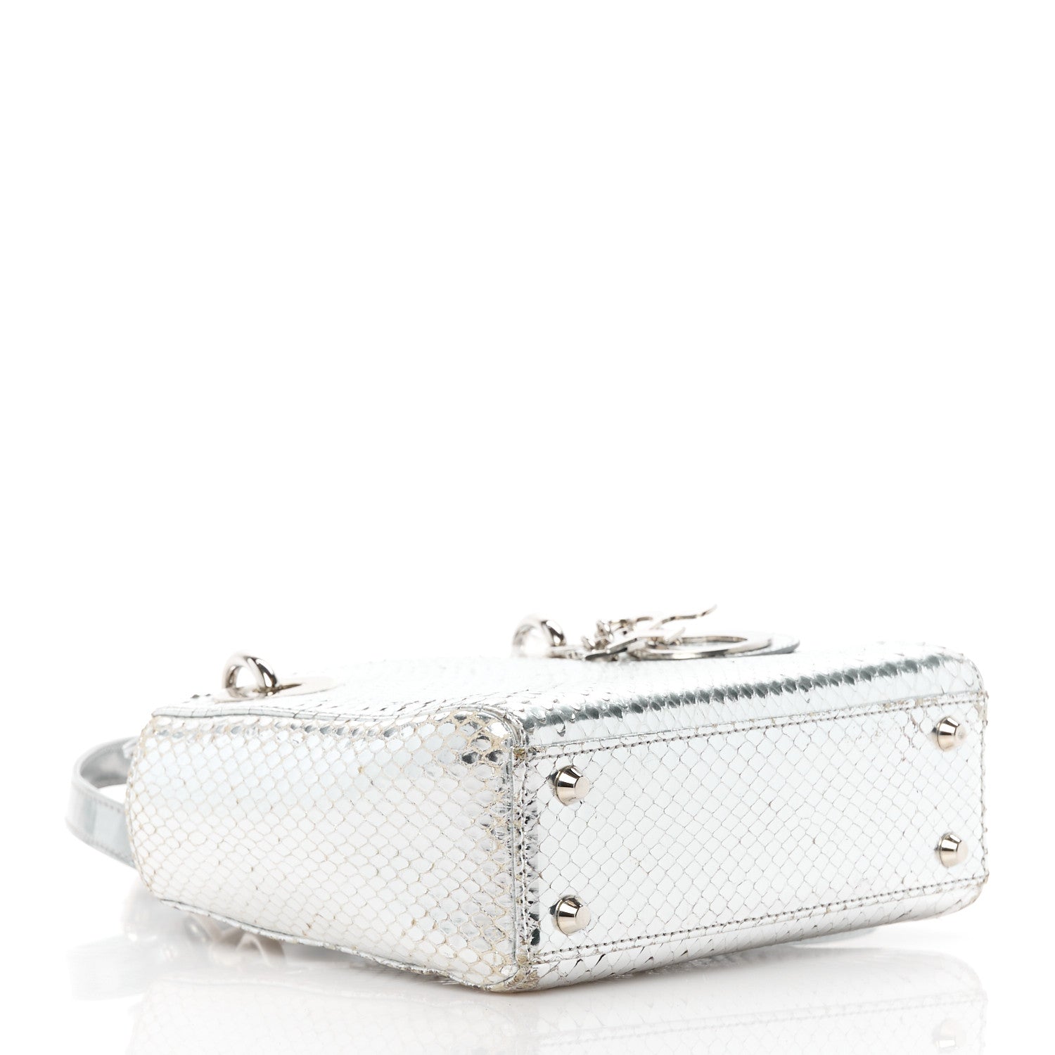 Christian Dior Metallic Snakeskin Mini Lady Dior Silver 4 of 11