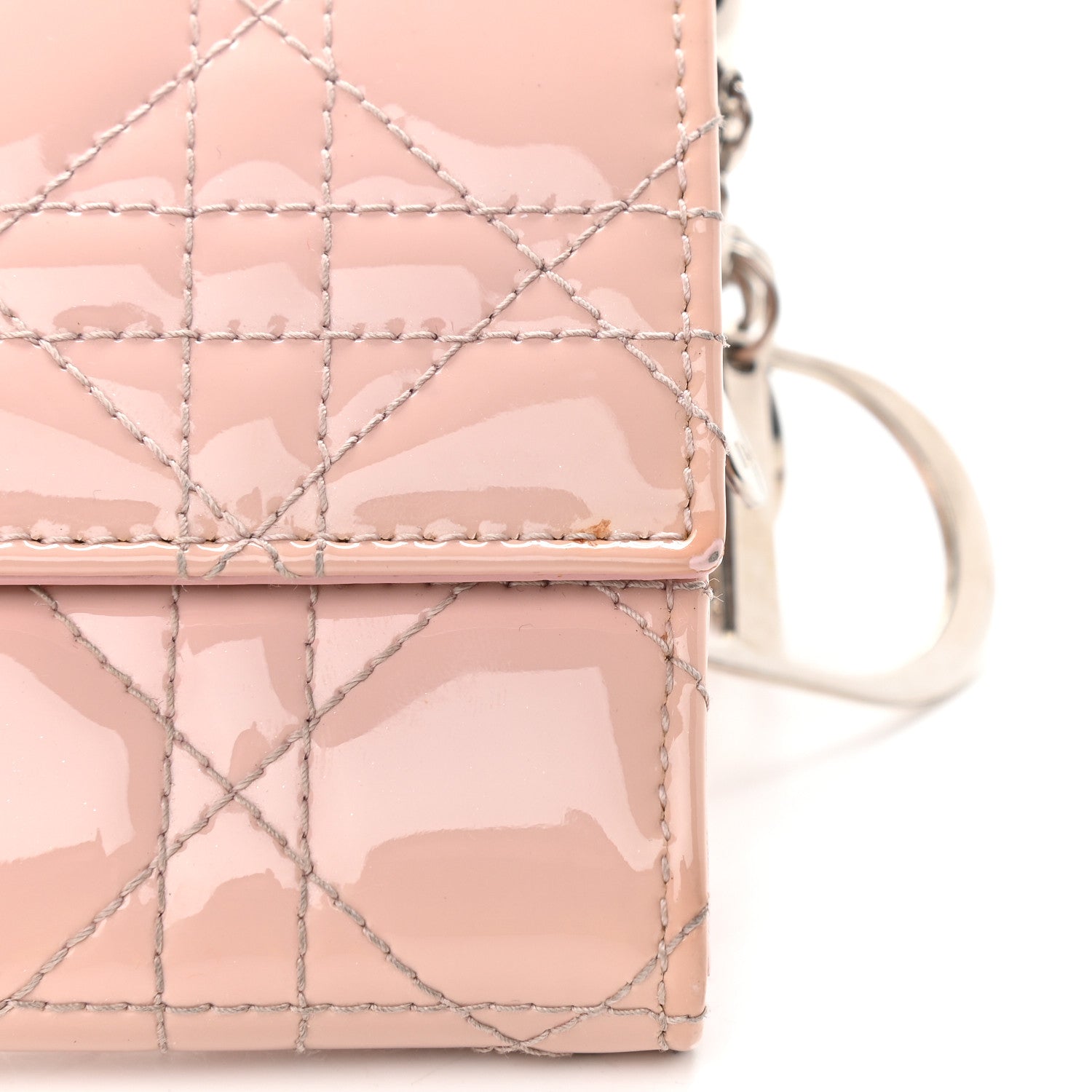 Christian Dior Patent Cannage Rendezvous Chain Wallet Pale Pink 10 of 13