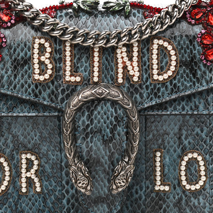 Gucci Snakeskin Blind For Love Embroidered Small Dionysus Shoulder Bag Ultramarine Multicolor 8 of 11