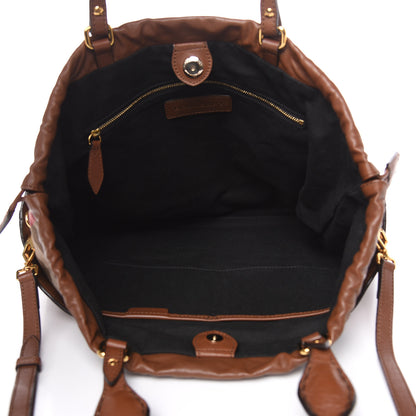 Burberry Soft Calfskin House Check Big Crush Tote Brown Ochre 5 of 10