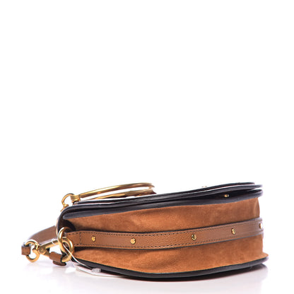 Chloe Calfskin Suede Floral Patchwork Small Nile Bracelet Bag Caramel 4 of 11