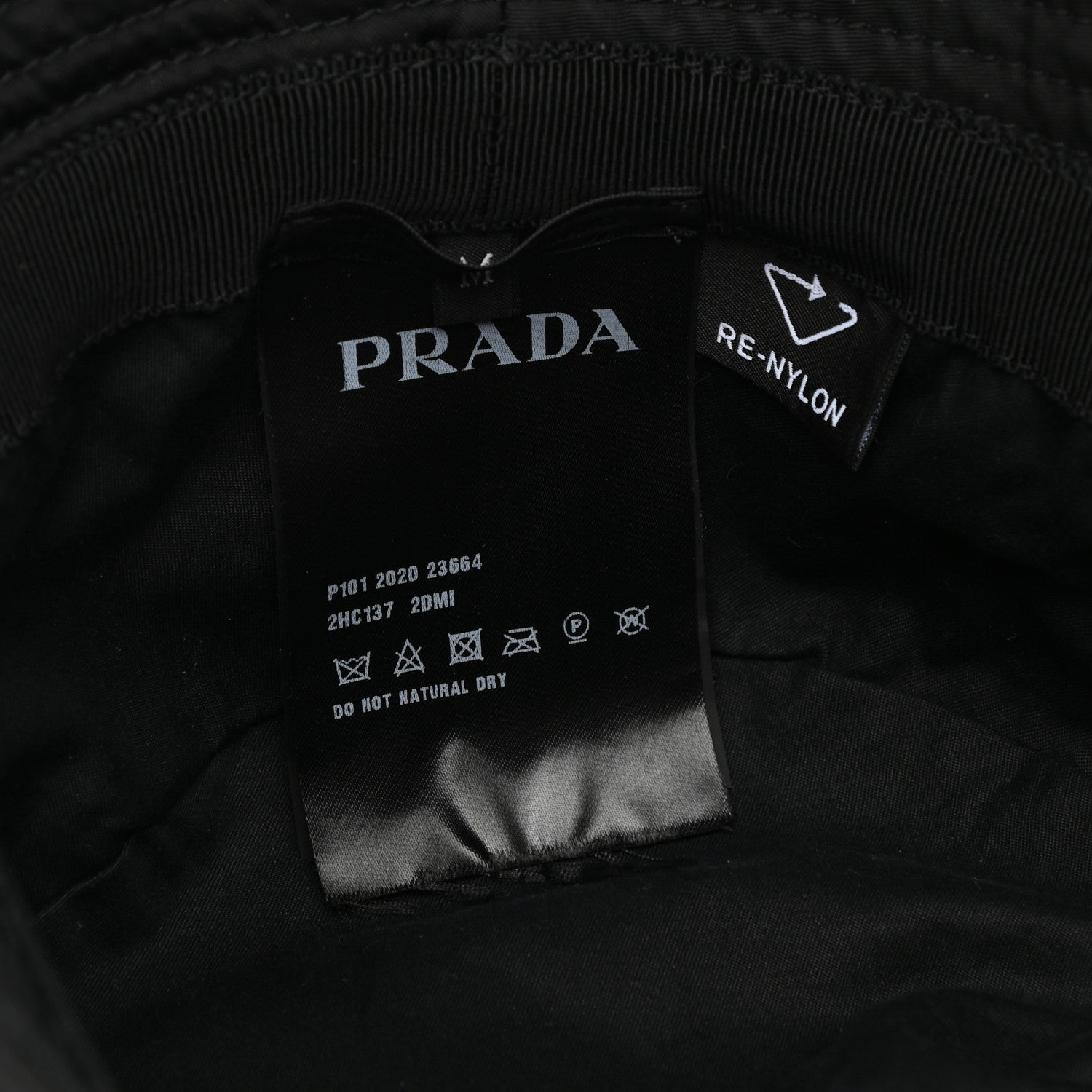 Prada Re-Nylon Metal Triangle Logo Mens Bucket Hat M Black 8 of 8