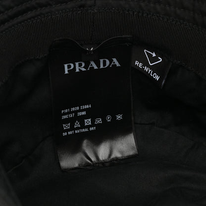 Prada Re-Nylon Metal Triangle Logo Mens Bucket Hat M Black 8 of 8