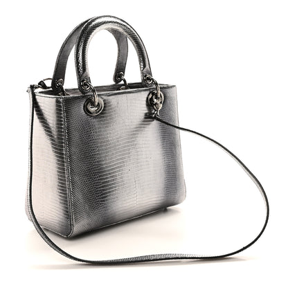 Christian Dior Metallic Lizard Medium Lady Dior Silver 3 of 10
