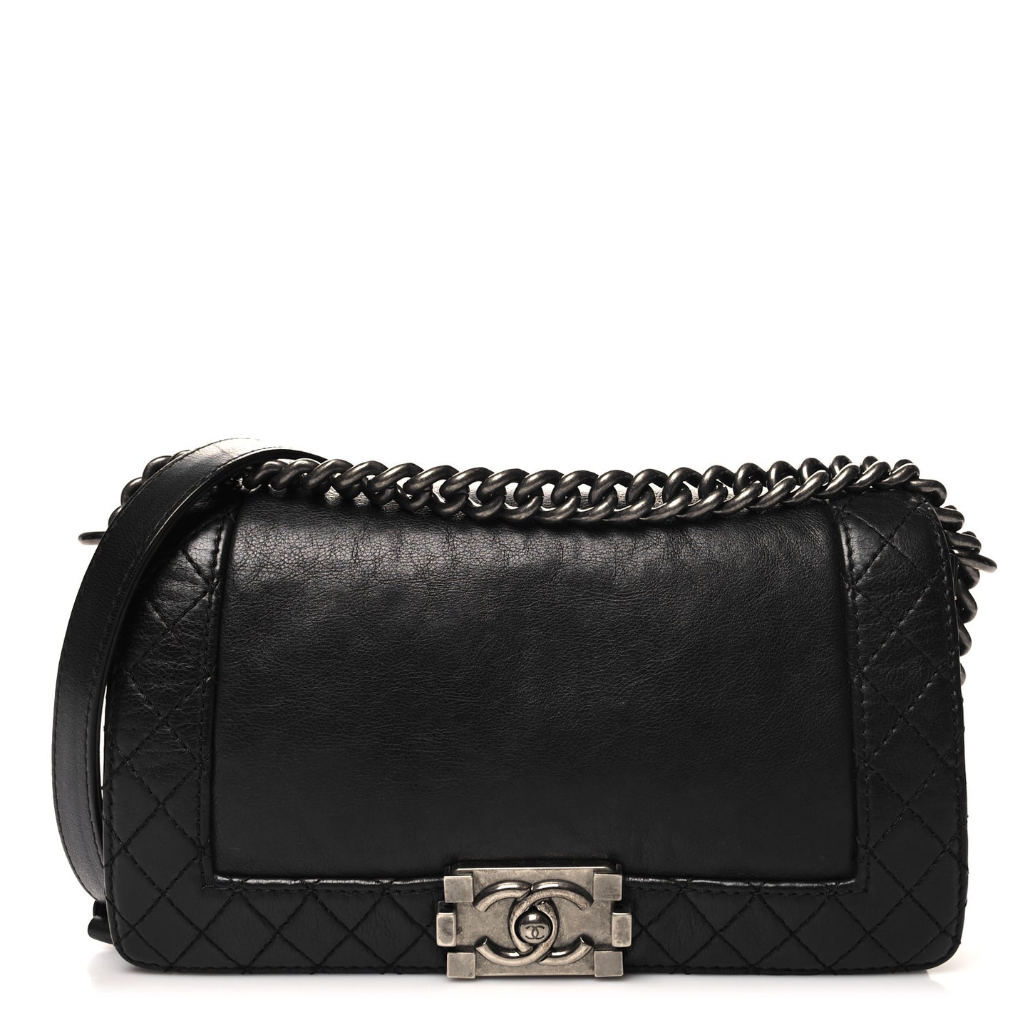 Calfskin Medium Boy Reverso Flap Black