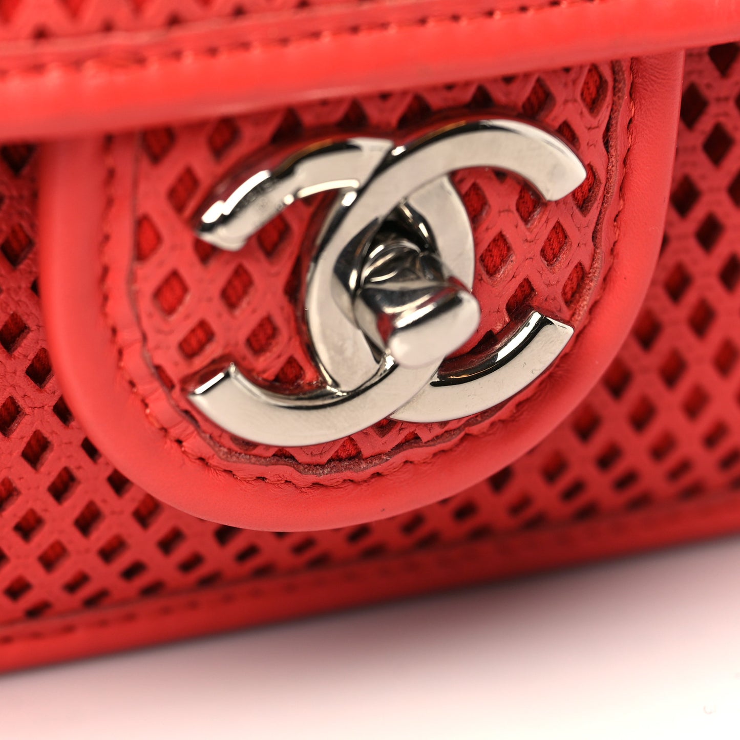 Perforated Calfskin Up In The Air Flap Red