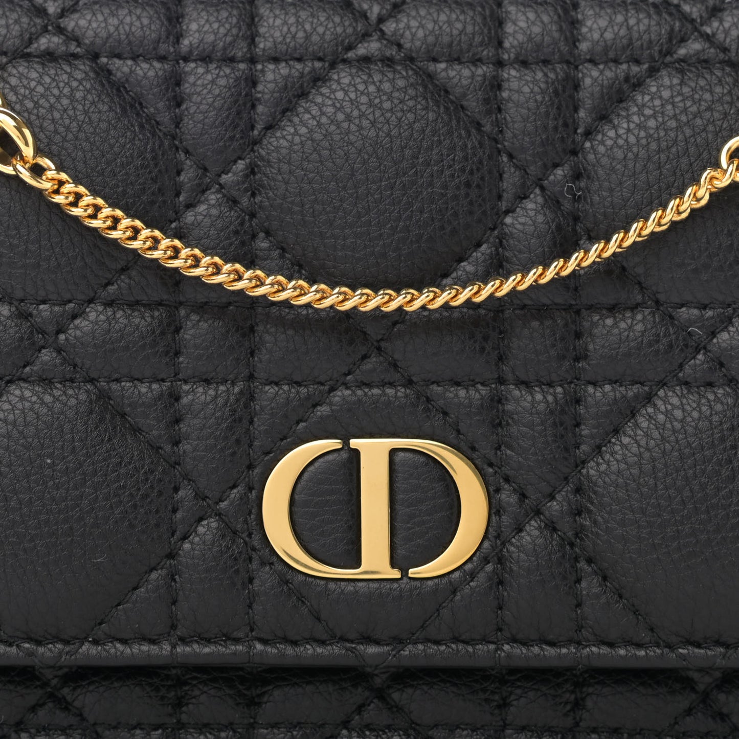 Supple Calfskin Caro Pouch with Chain Black