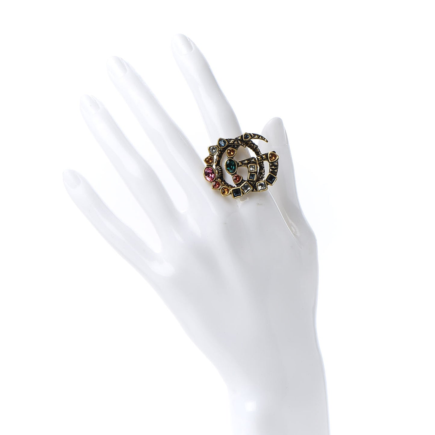 Crystal Double G Ring M Multicolor