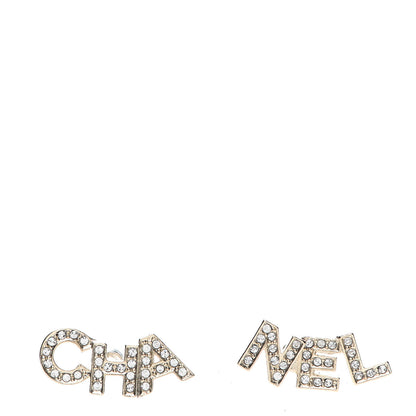 Chanel Crystal Pearl Signature Stud Earrings Gold 1 of 5