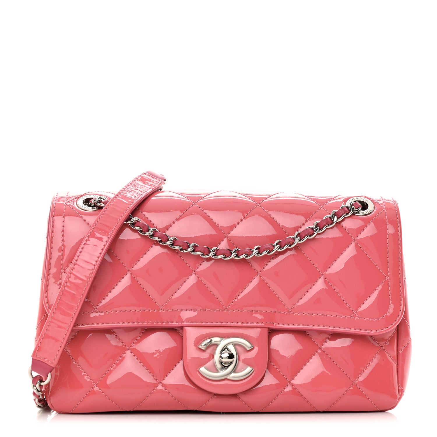 Chanel Patent Quilted Small Coco Shine Flap Pink 1 of 19