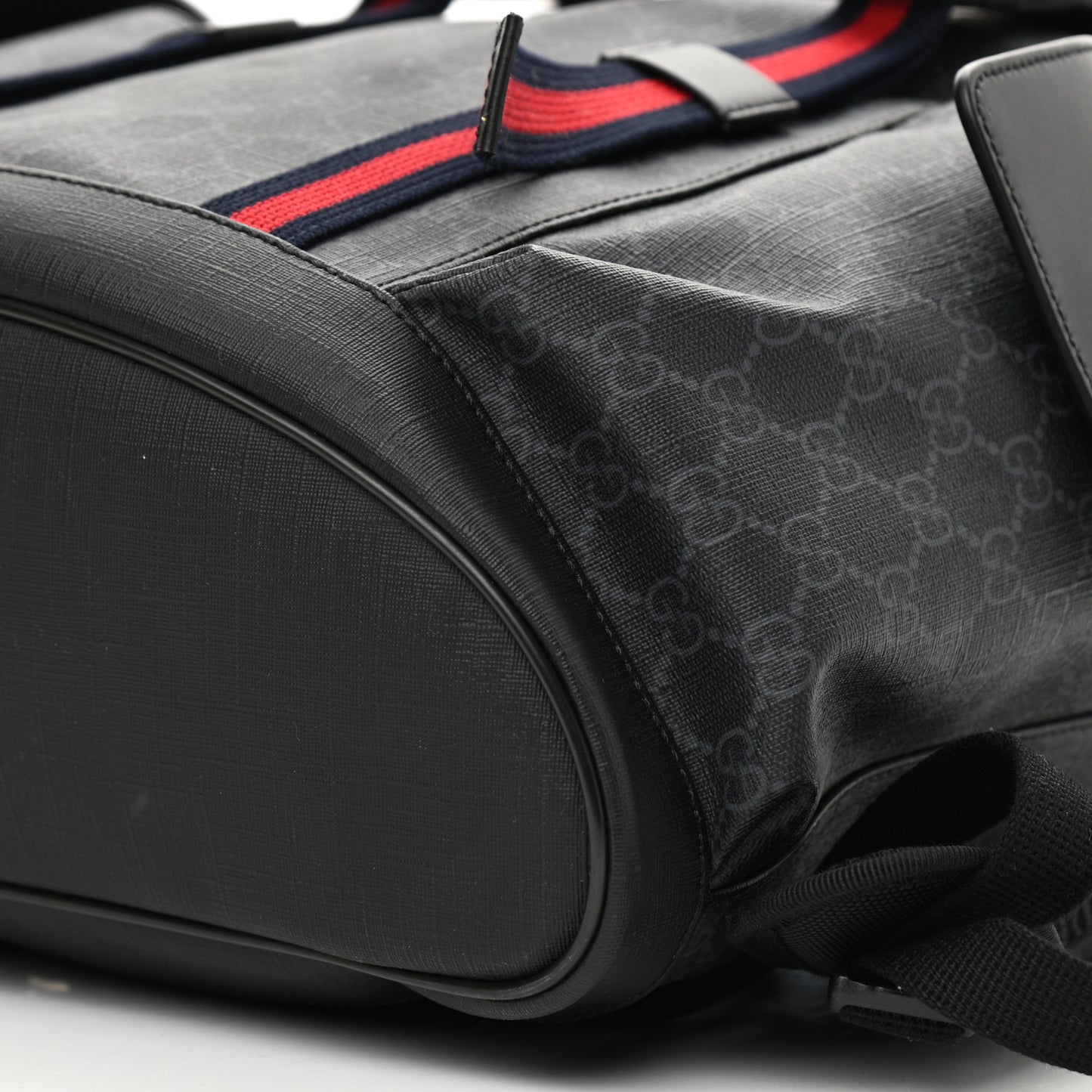 Soft GG Supreme Monogram Appia Calfskin Web Double Buckle Backpack Black