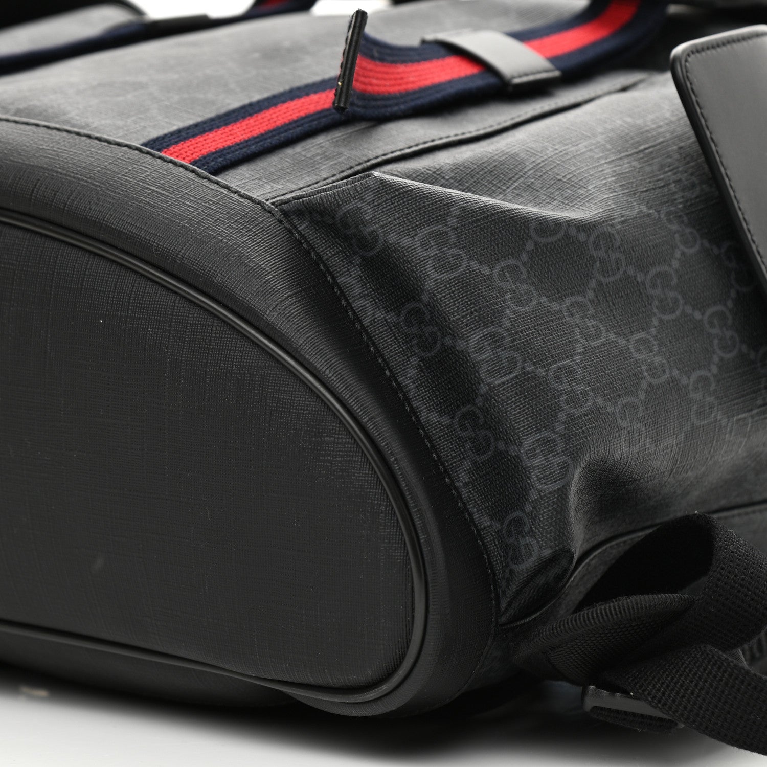 Gucci Soft GG Supreme Monogram Appia Calfskin Web Double Buckle Backpack Black 10 of 10