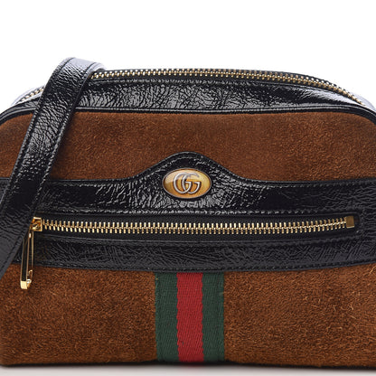 Gucci Suede Patent Web Mini Ophidia Shoulder Bag Nocciola Black 8 of 12