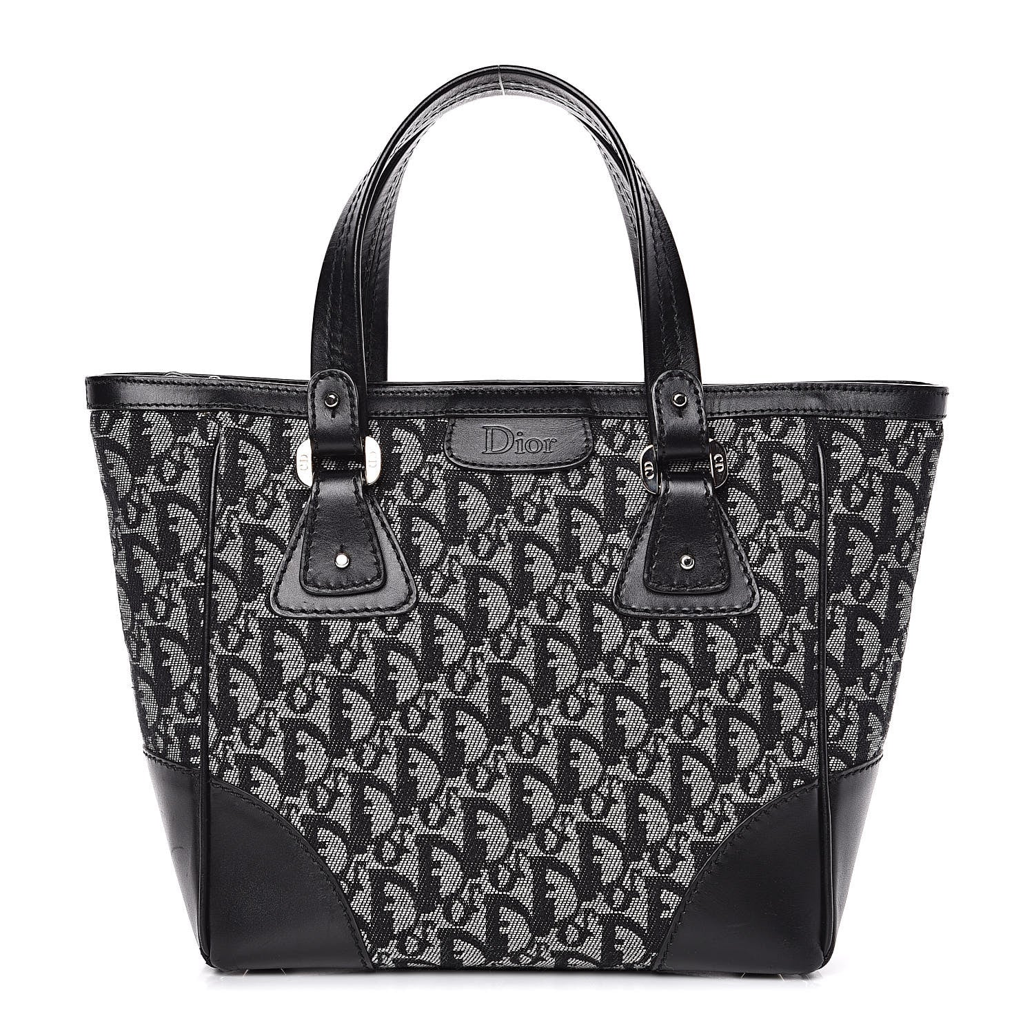 Christian Dior Denim Calfskin Monogram Tote Black 1 of 12
