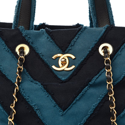 Chanel Canvas Chevron Cuba Patchwork Shopper Tote Blue 12 of 12