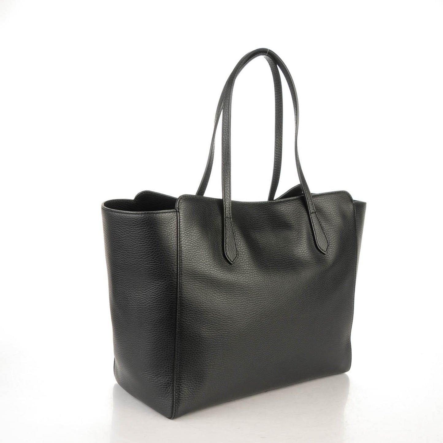 Pebbled Calfskin Medium Swing Tote Black