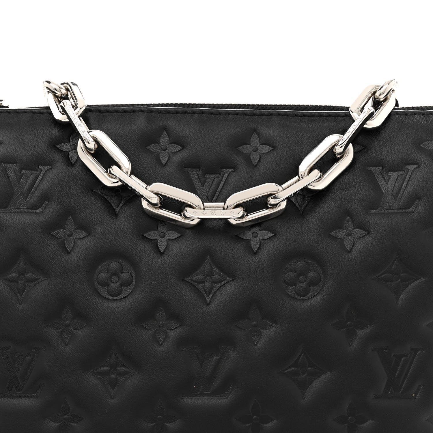 Louis Vuitton Lambskin Embossed Monogram Coussin PM Black 8 of 10