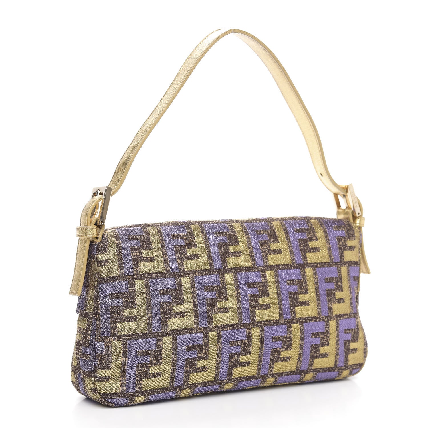Fendi Metallic Lurex Zucca Baguette Gold Multicolor 3 of 11