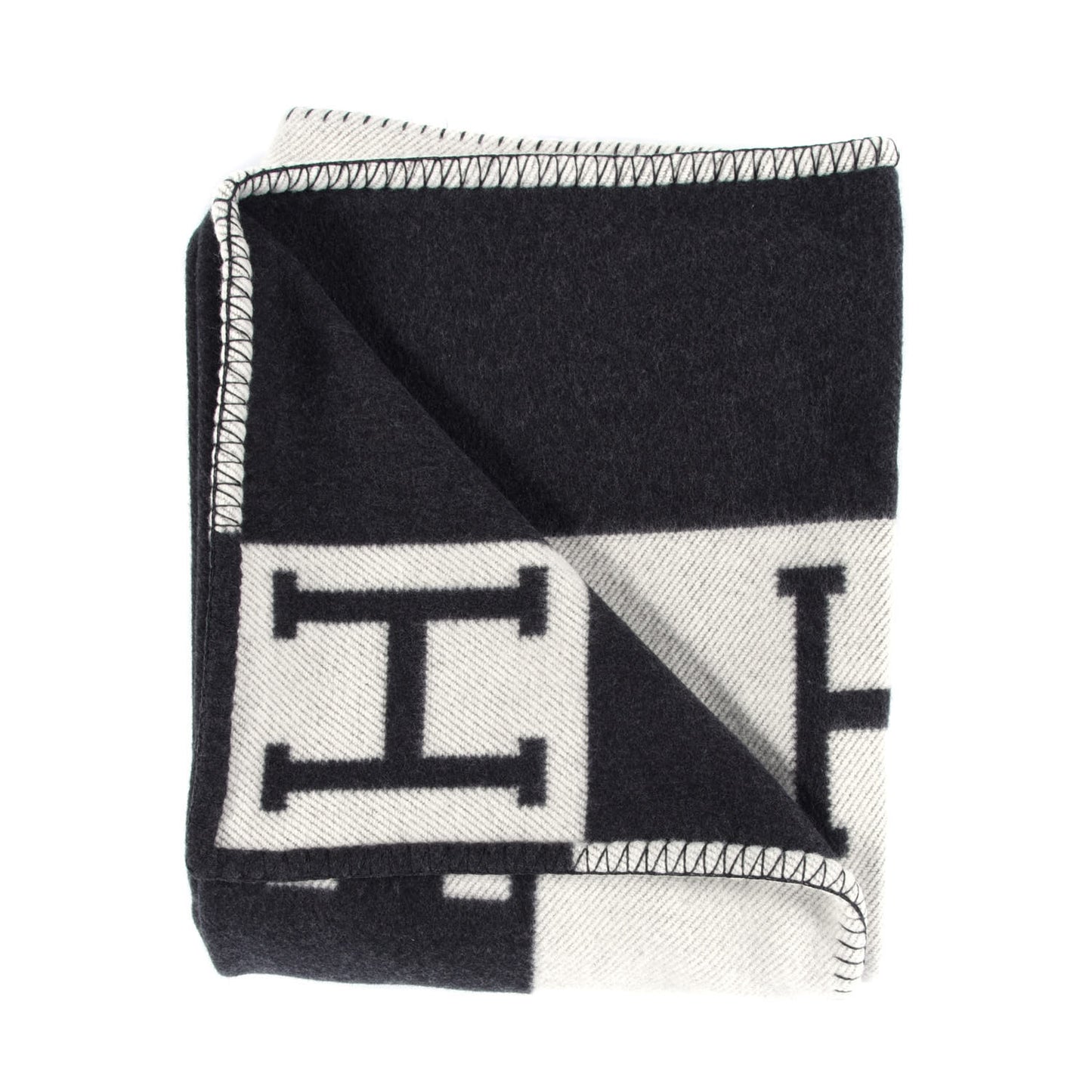 Wool Cashmere Avalon Blanket Ecru Gris Fonce