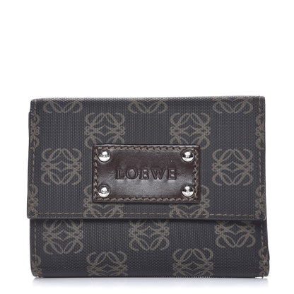 Loewe Coated Canvas Cowhide Anagram Logo Trifold Wallet Dark Brown 1 of 8
