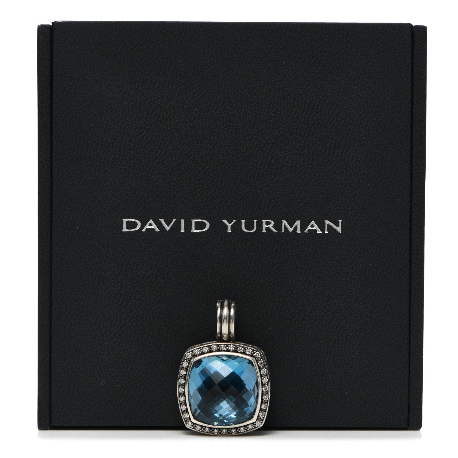 David Yurman Sterling Silver Diamond Blue Topaz 17mm Moonlight Ice Albion Enhancer Pendant 4 of 4