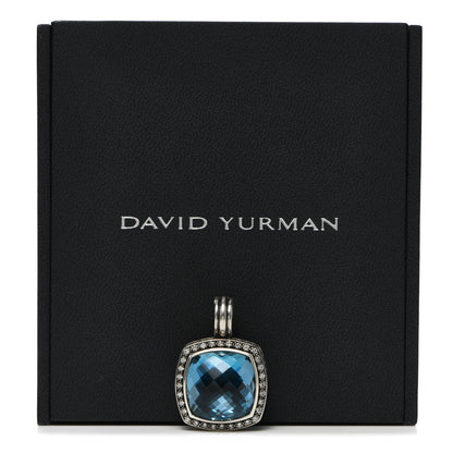 David Yurman Sterling Silver Diamond Blue Topaz 17mm Moonlight Ice Albion Enhancer Pendant 4 of 4