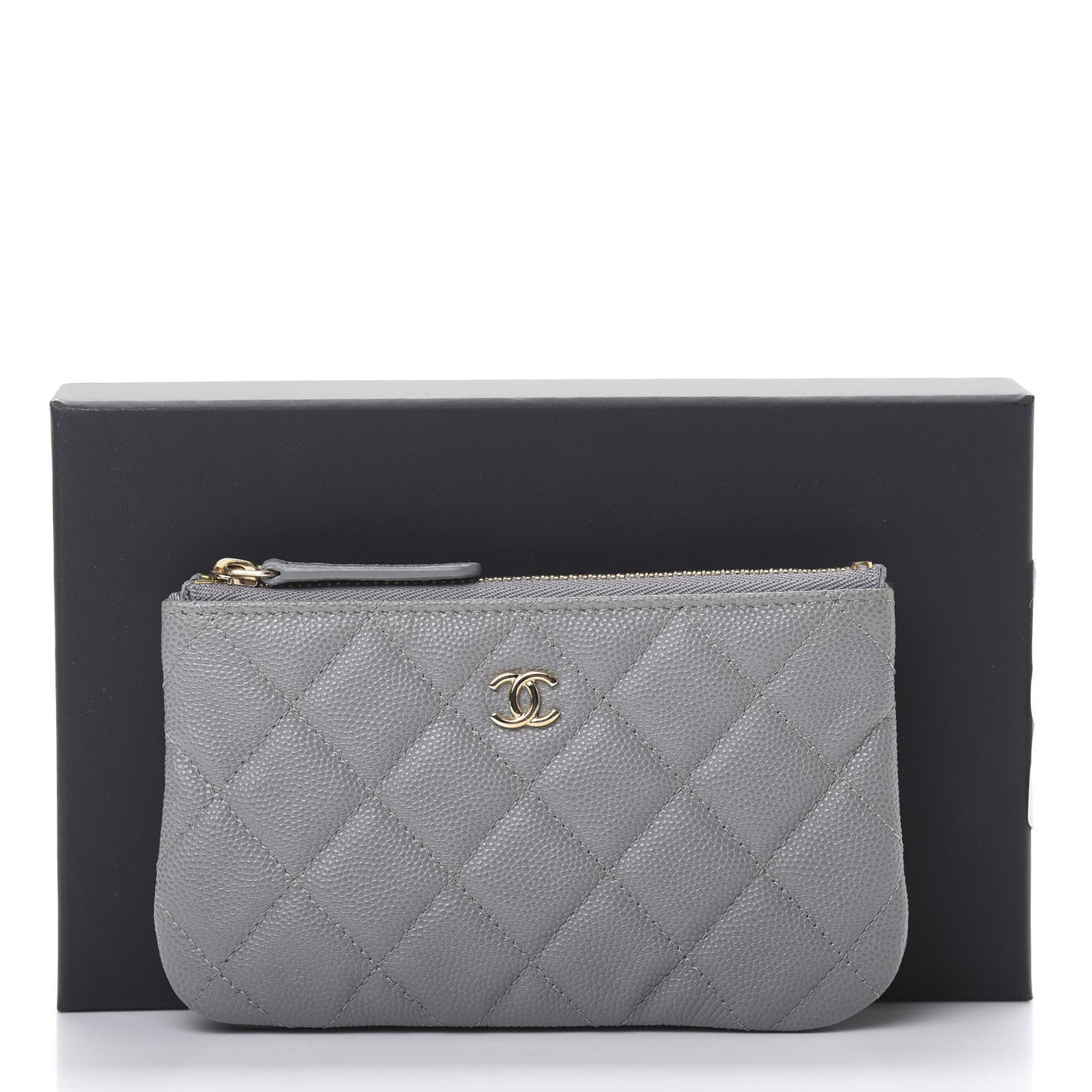Chanel Caviar Quilted Small Cosmetic Case Grey 8 of 8
