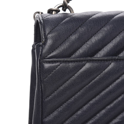 Saint Laurent Sheepskin Matelasse Chevron Monogram Medium College Bag Deep Marine 14 of 18
