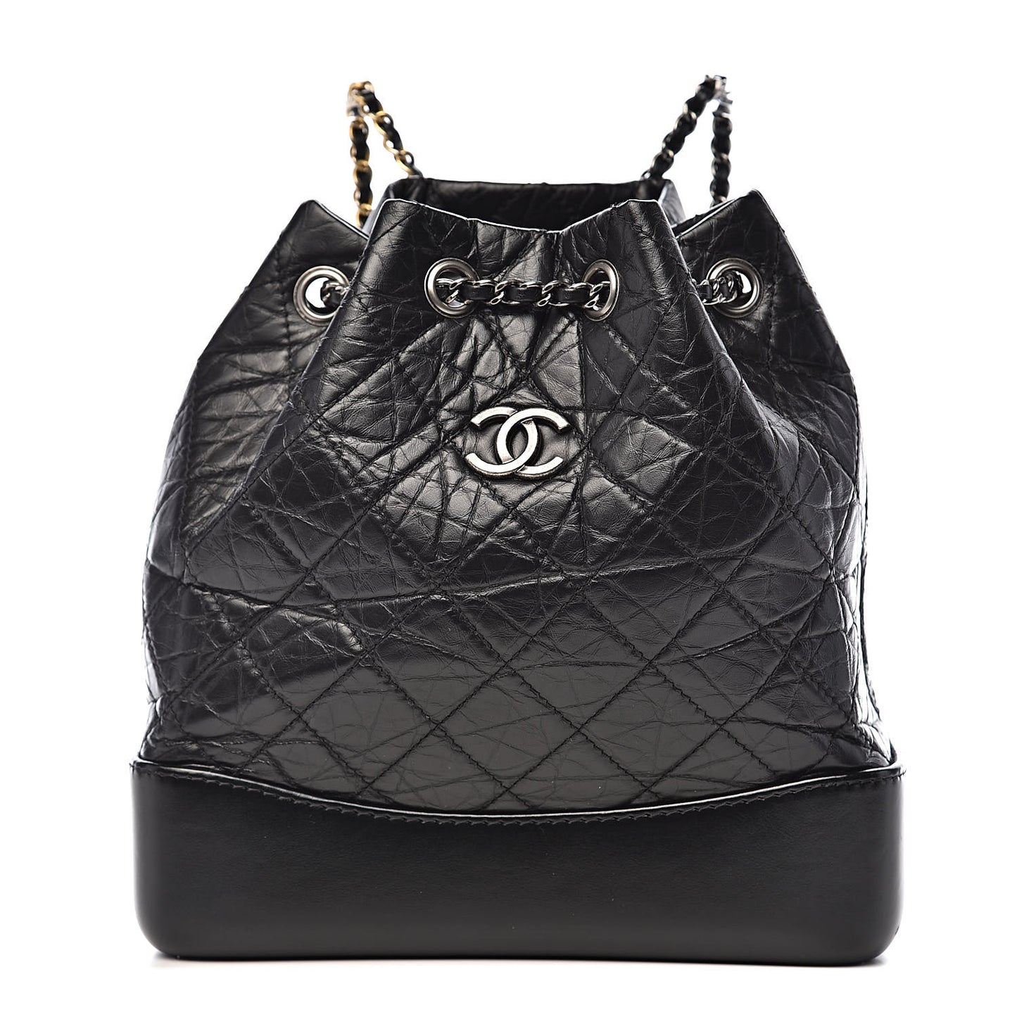 Aged Calfskin Quilted Small Gabrielle Backpack Black