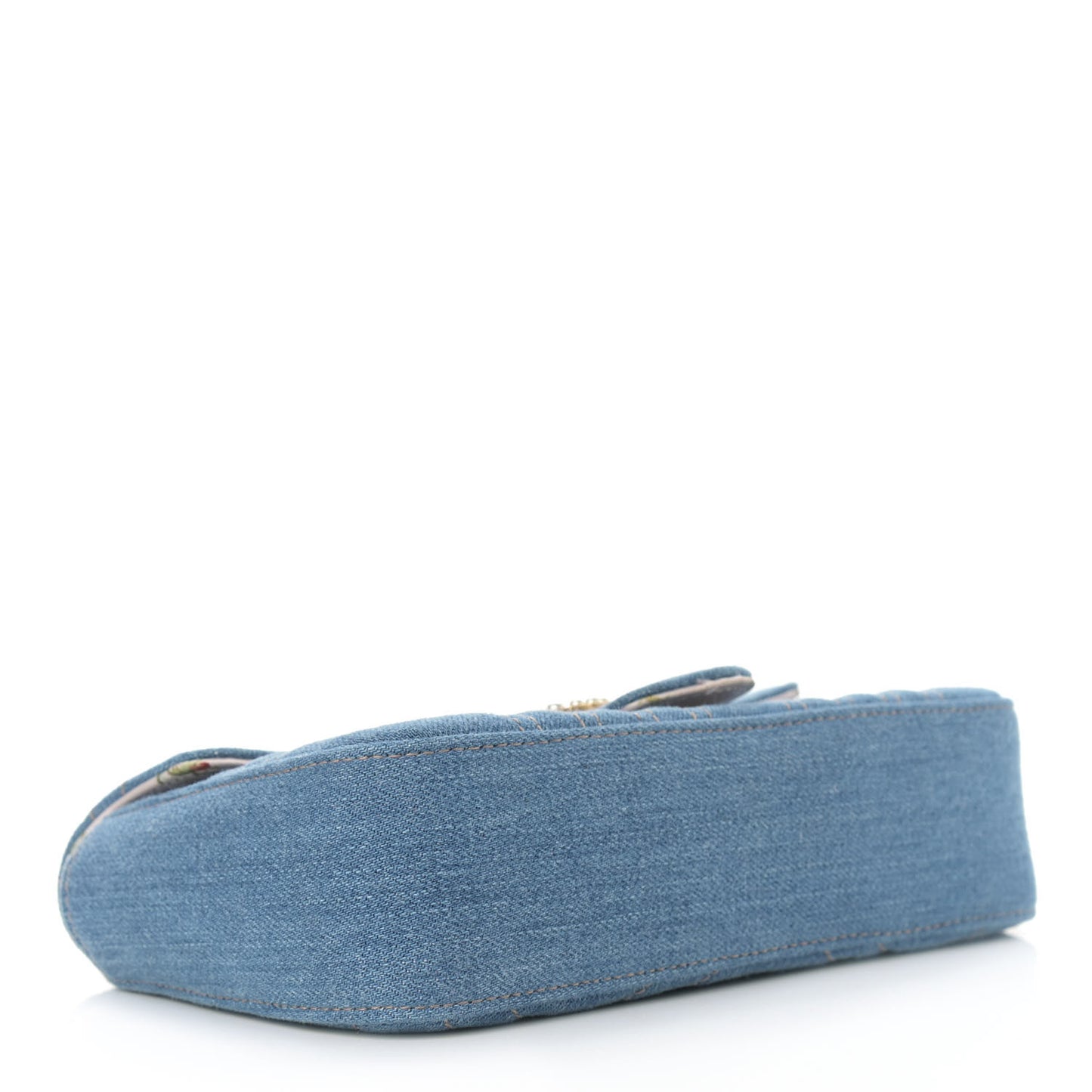 Denim Matelasse Mini Pearly GG Marmont Shoulder Bag Blue