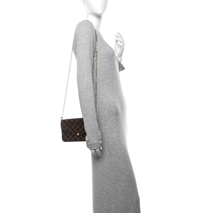 Louis Vuitton Damier Ebene Pochette Felicie Chain Wallet 2 of 9