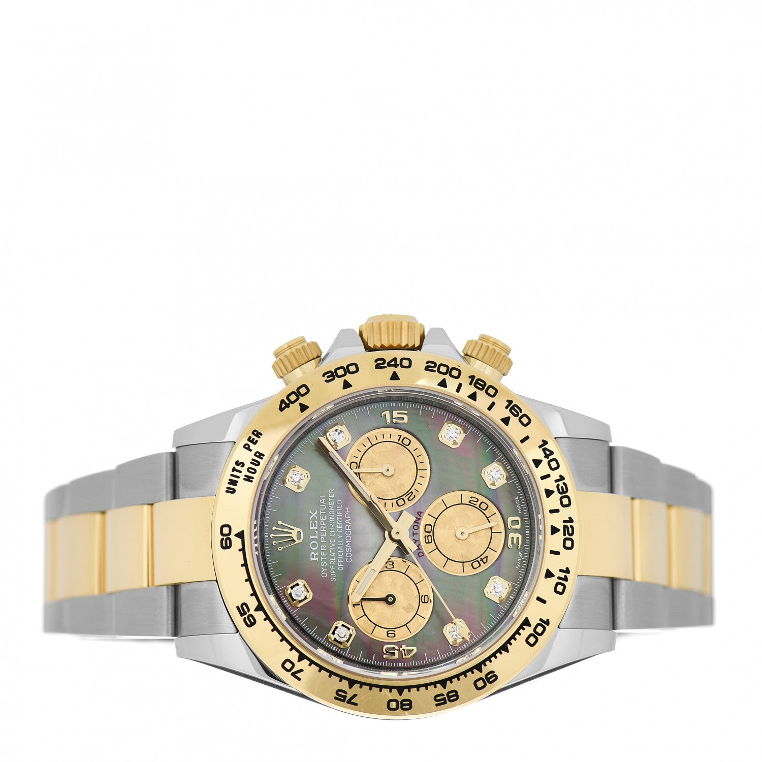 Rolex Stainless Steel 18K Yellow Gold Diamond Black Mother of Pearl 40mm Oyster Perpetual Cosmograph Daytona Watch 116503 2 of 5
