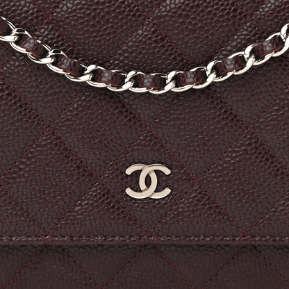 Chanel Caviar Quilted Wallet on Chain WOC Burgundy 9 of 11