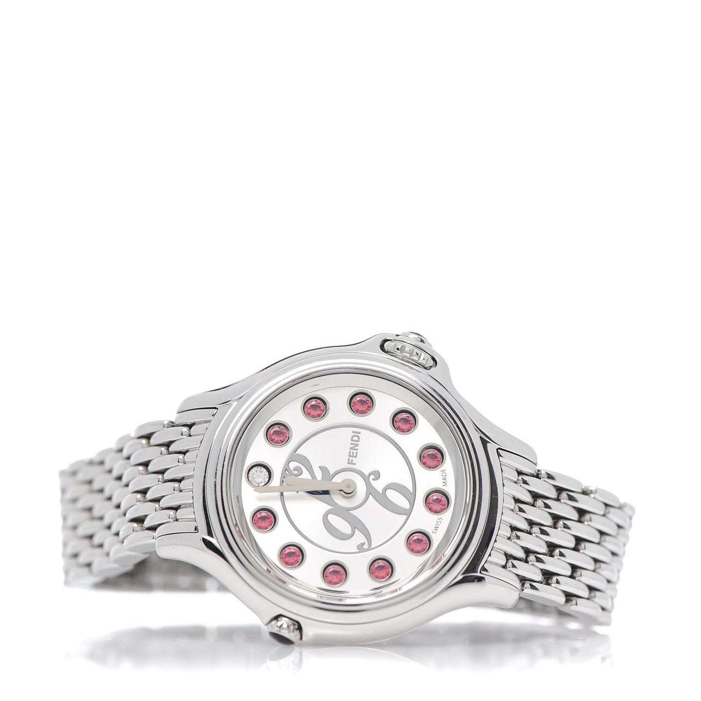 Stainless Steel Diamond Topaz 33mm Crazy Carats Quartz Watch