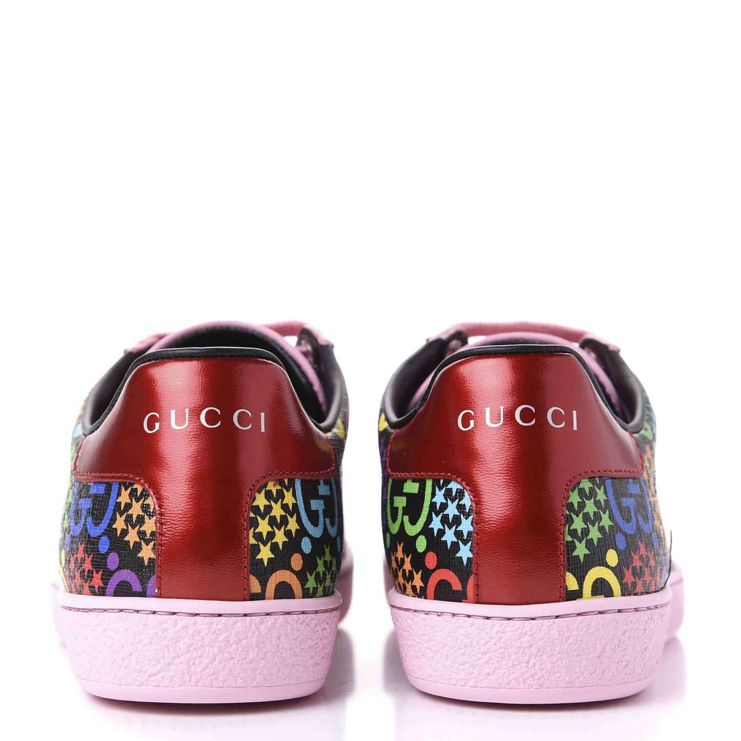 GG Supreme Monogram Psychedelic Womens Ace Sneakers 36 Black Multicolor Sugar Pink