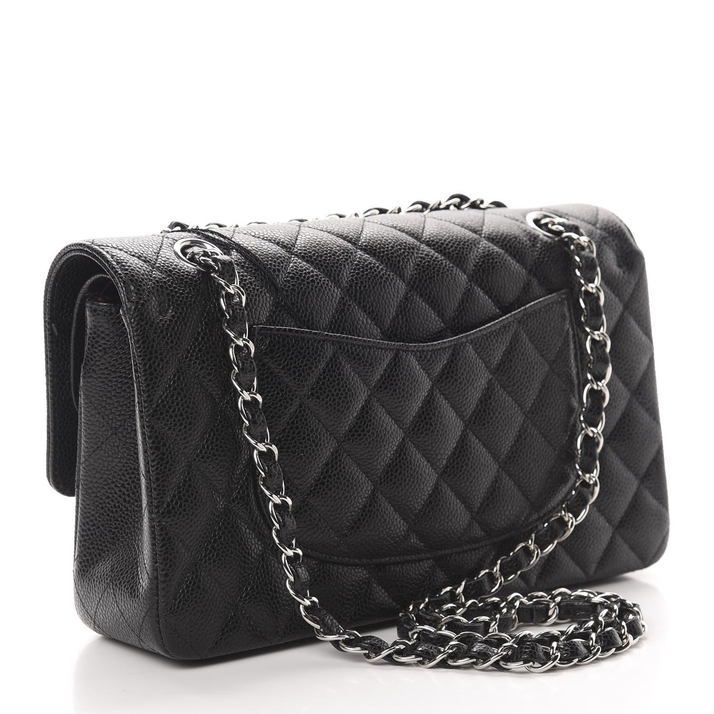 Caviar Quilted Medium Double Flap Black